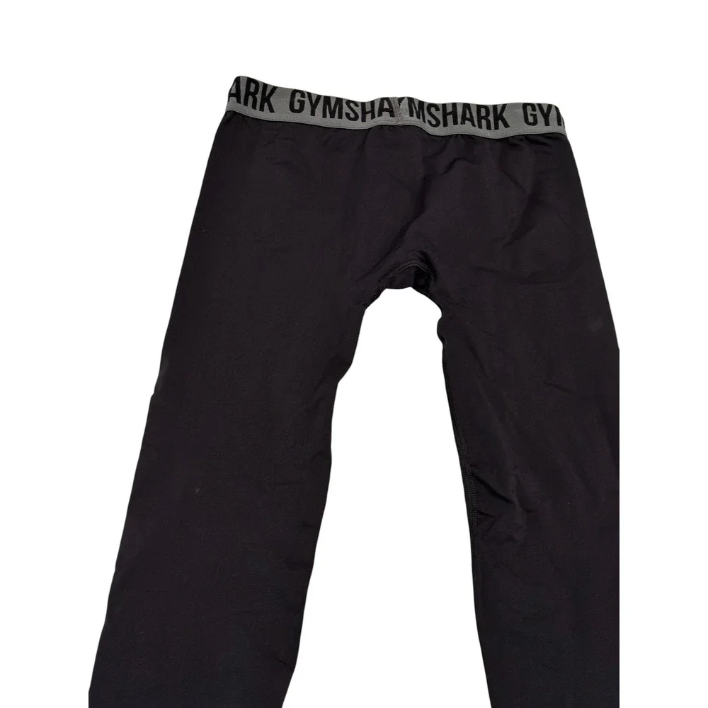 Gymshark Womens Black Training Leggings B1A2T Size Large Logo Waistband Active